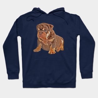 Bulldog Puppy Cute and Chubby Hoodie